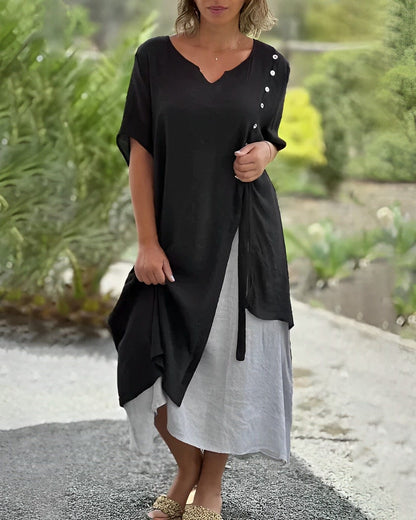 LP | Asymmetrical dress with short sleeves