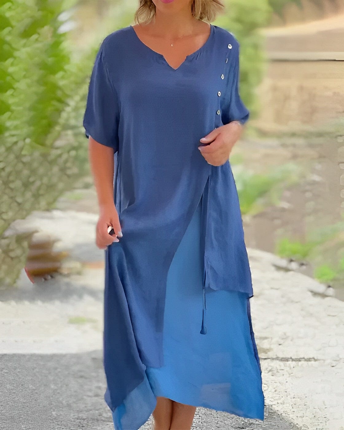 LP | Asymmetrical dress with short sleeves