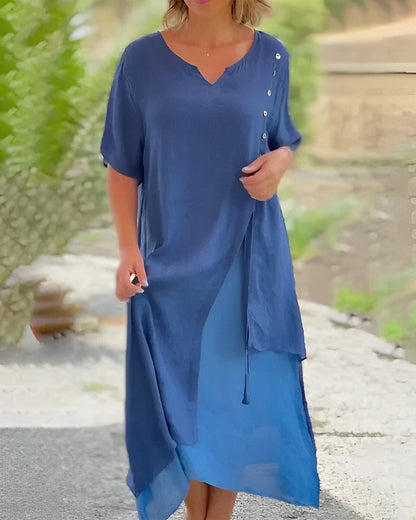 LP | Asymmetrical dress with short sleeves