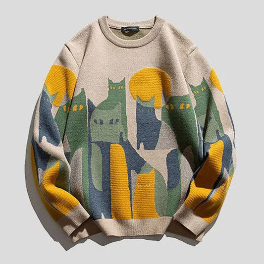Amélie | Chic and Comfortable Unisex Sweater with Cat Pattern