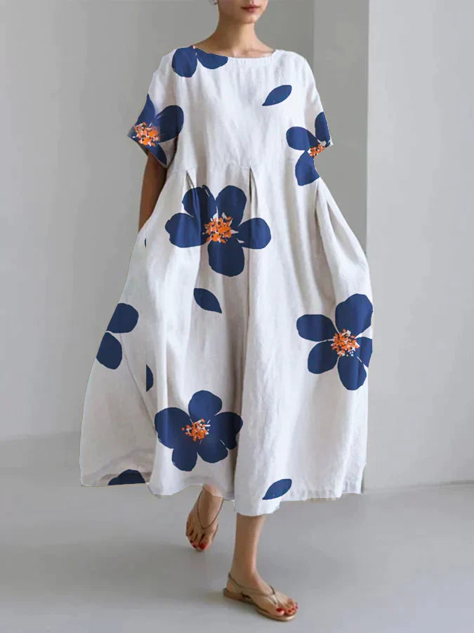 Mc | Julie - Loose floral round neck casual dress for women in spring and summer