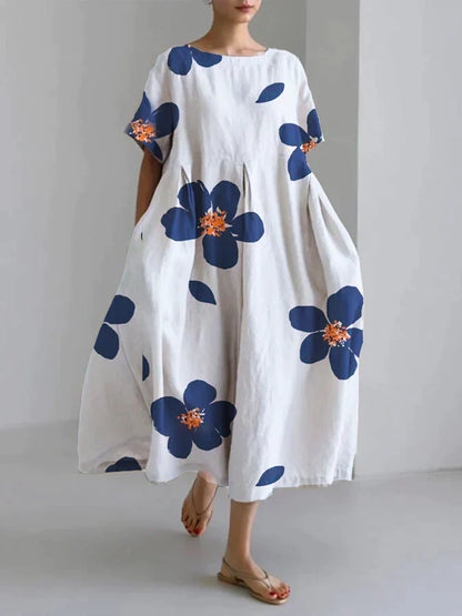 Mc | Julie - Loose floral round neck casual dress for women in spring and summer