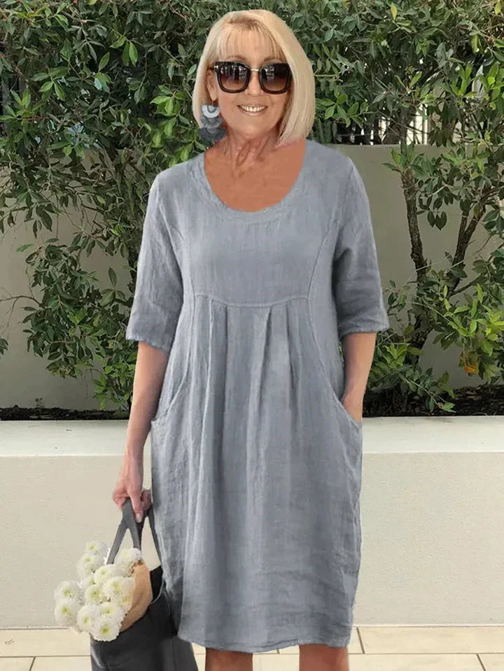 Loose cotton dress with pocket