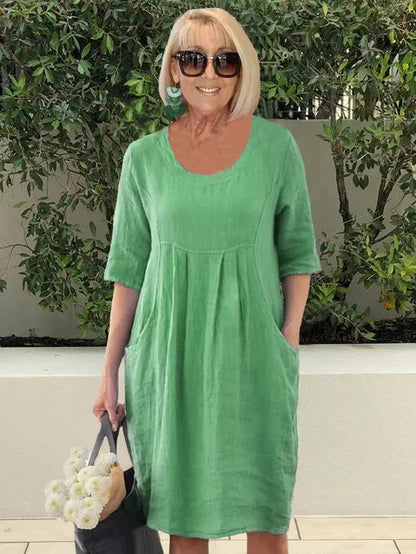 Loose cotton dress with pocket