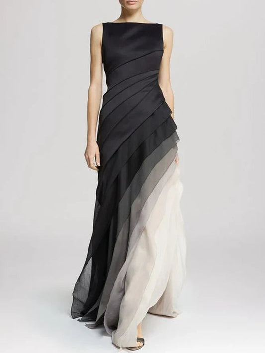 Elegant layered dress with a modern color transition effect