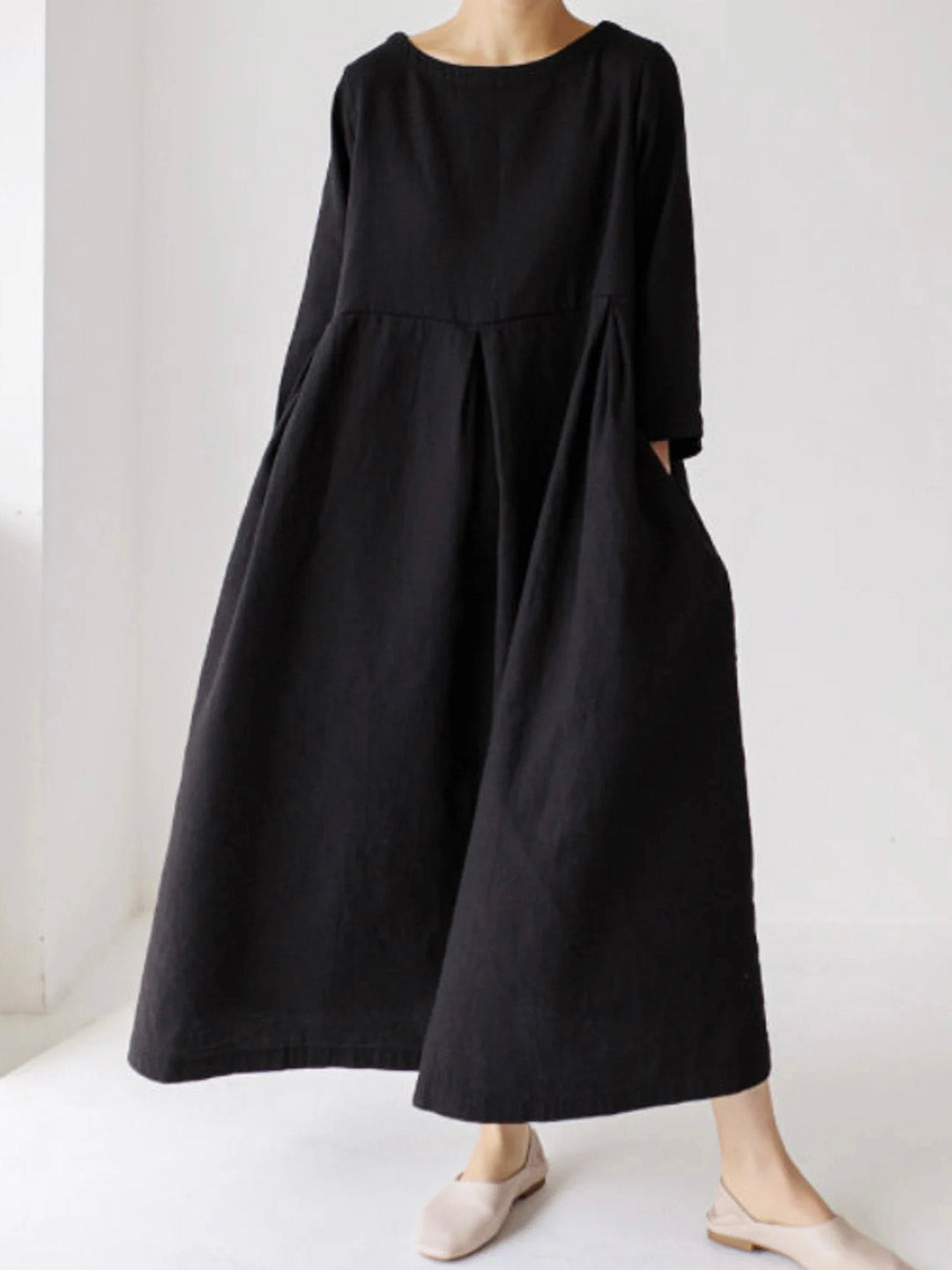 LP | Wide linen dress with side pockets