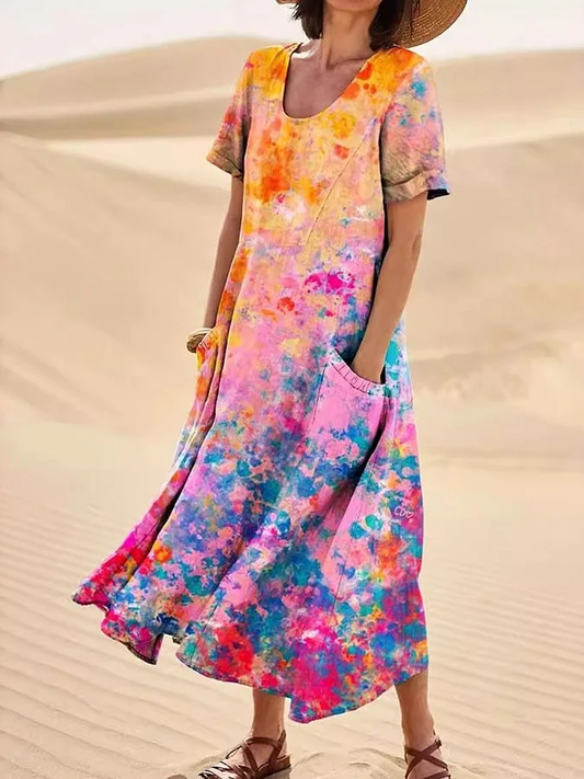 LD Vintage dress with floral print for ladies