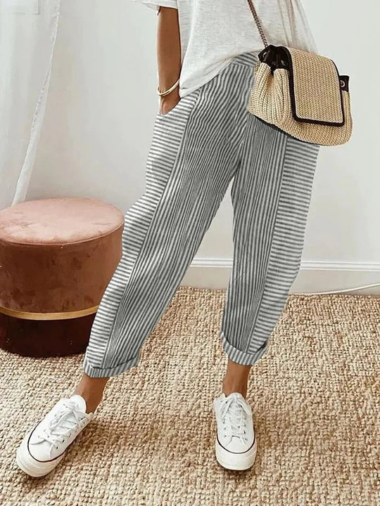 Corinna - Striped cotton pants