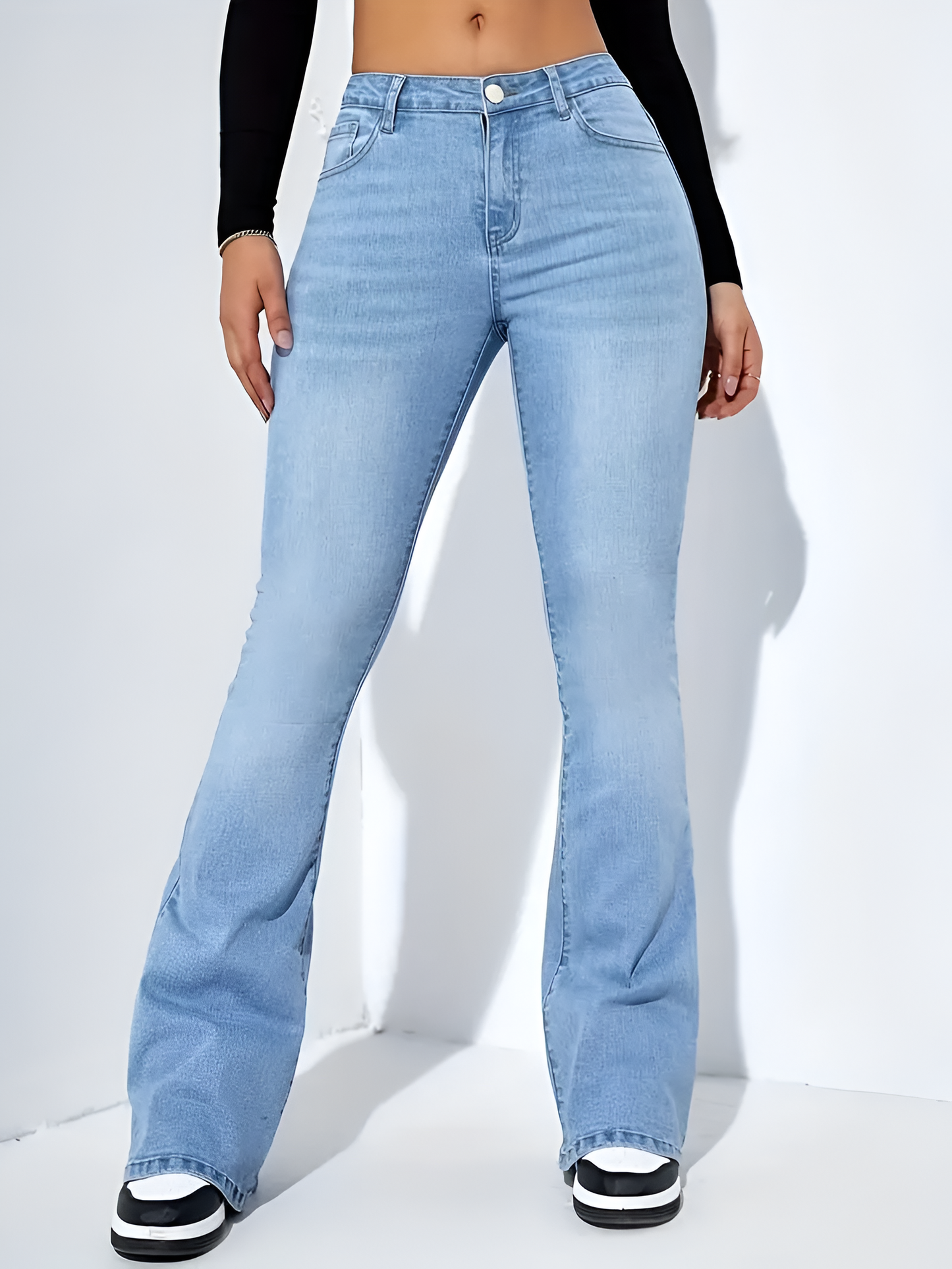 Ludka | High-waisted, flared stretch moustache jeans