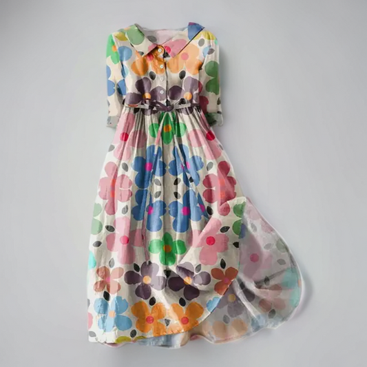 Ayesha - Floral print midi dress with lacing