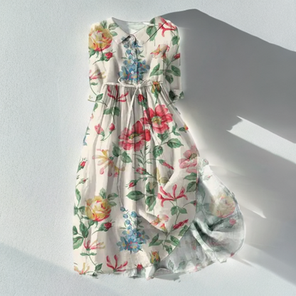LP | Midi dress with floral print and lacing