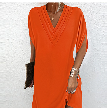 LP | Elegant dress with open sleeves and V-neckline