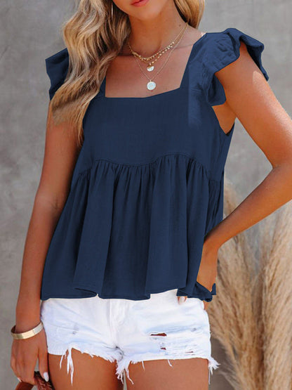 LP | Plain top with puff sleeves and square neckline