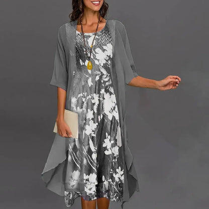 LD | Vintage summer dress with floral print and casual elegance