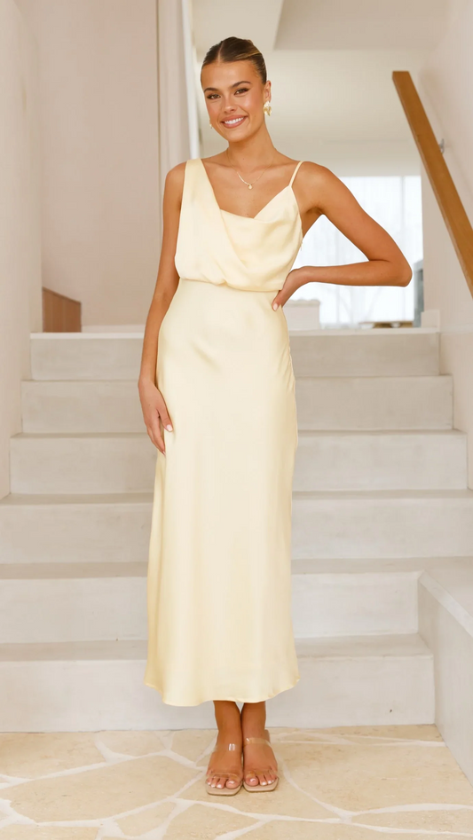 Ladies elegant long dress with thin straps