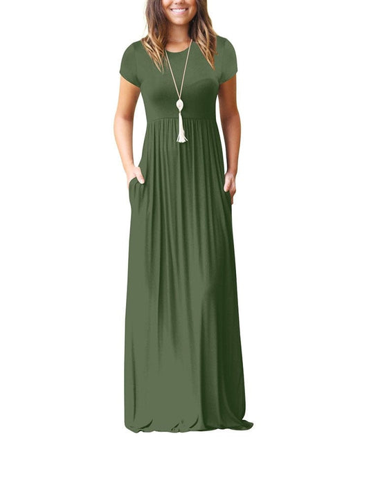 Maxi dress with short sleeves