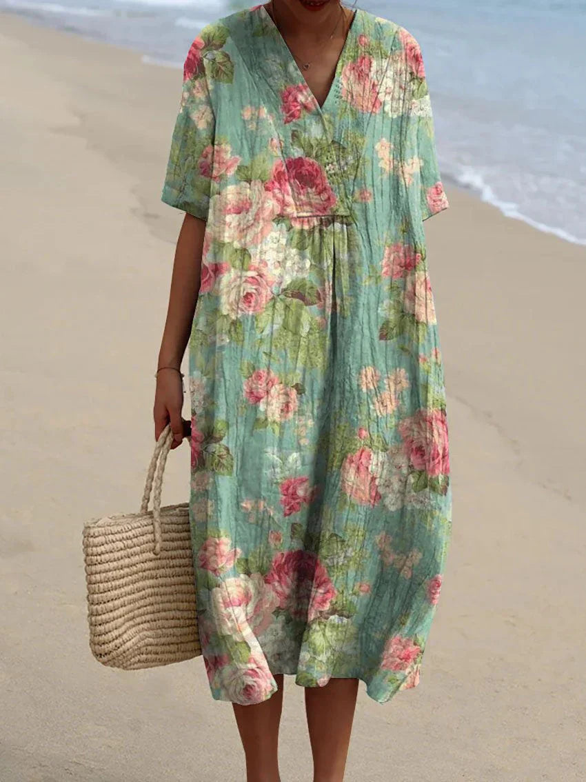 LP | Casual linen dress with floral print