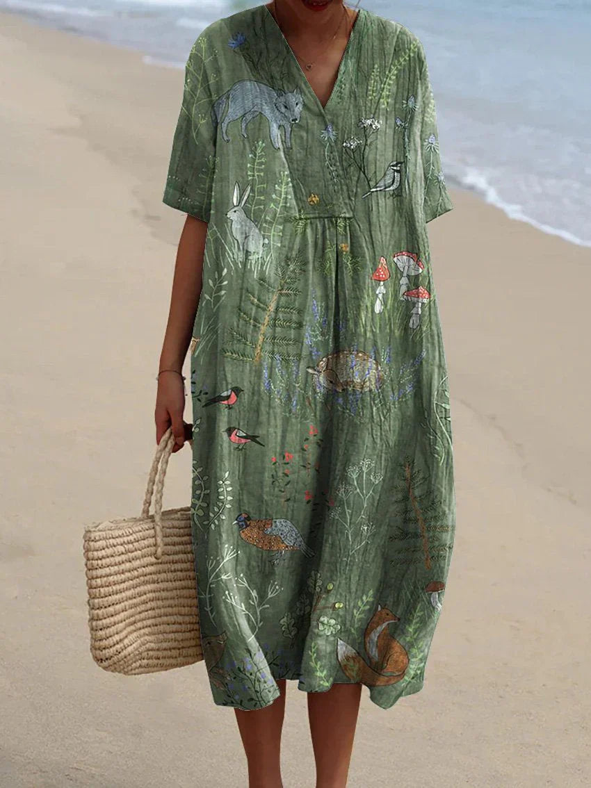 LP | Casual linen dress with floral print