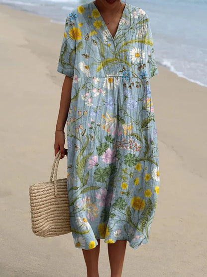 LP | Casual linen dress with floral print