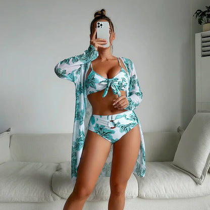 LP | Elegant high-waisted summer bikini with floral pattern