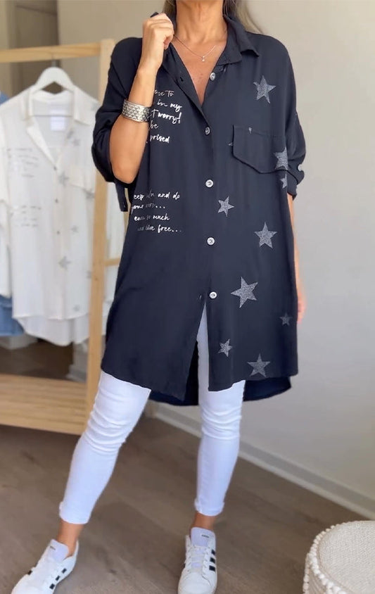 LP | Single-breasted shirt with star print and lapels