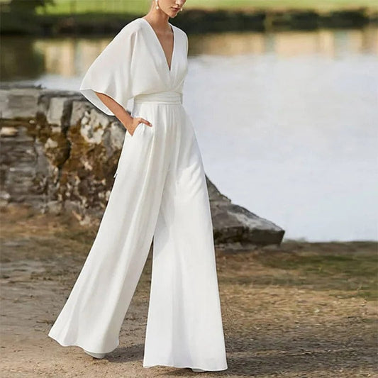 KAREN- Elegant jumpsuit with V-neckline