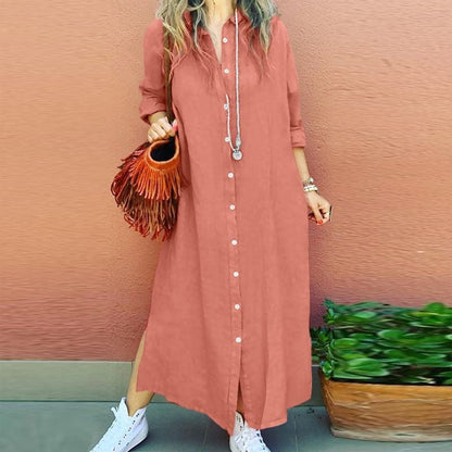 LP | Cotton and hemp dress with long sleeves