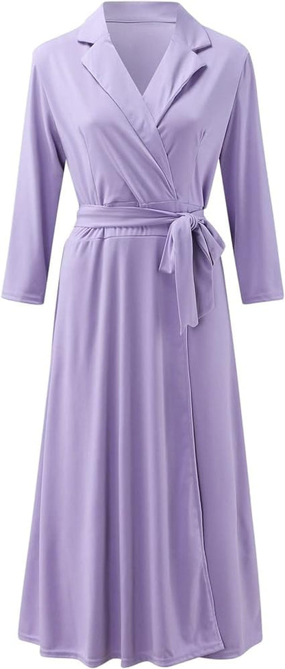 LP | Dress with turn-up collar and three-quarter sleeves with floral pattern