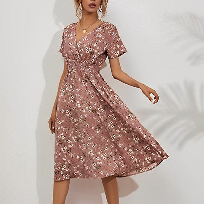 LP | Com��r - Elegant knee-length dress with floral pattern