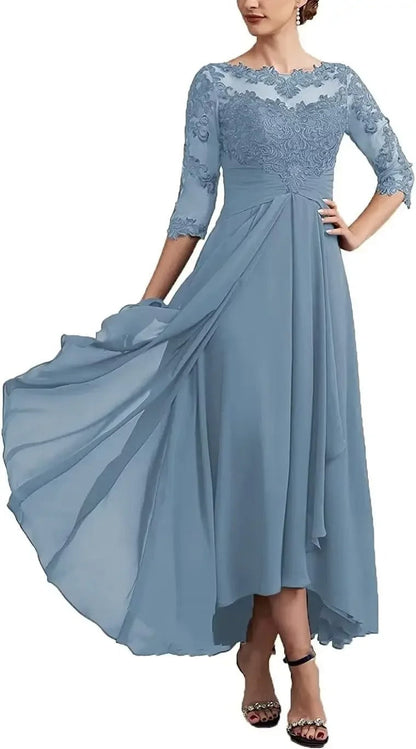 LP | Chiffon maxi dress with sheer sleeves of midi length
