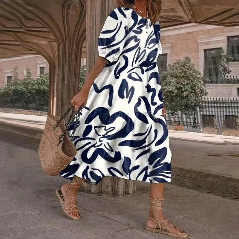 LP | Printed midi dress with A-line