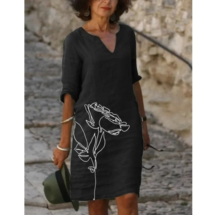 LP | Midi dress with v-neck and floral pattern