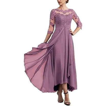 LP | Chiffon maxi dress with sheer sleeves of midi length