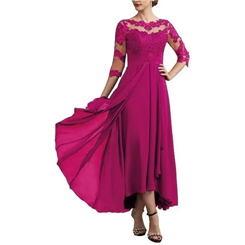 LP | Chiffon maxi dress with sheer sleeves of midi length