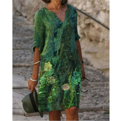 LP | V-neck midi dress with floral pattern