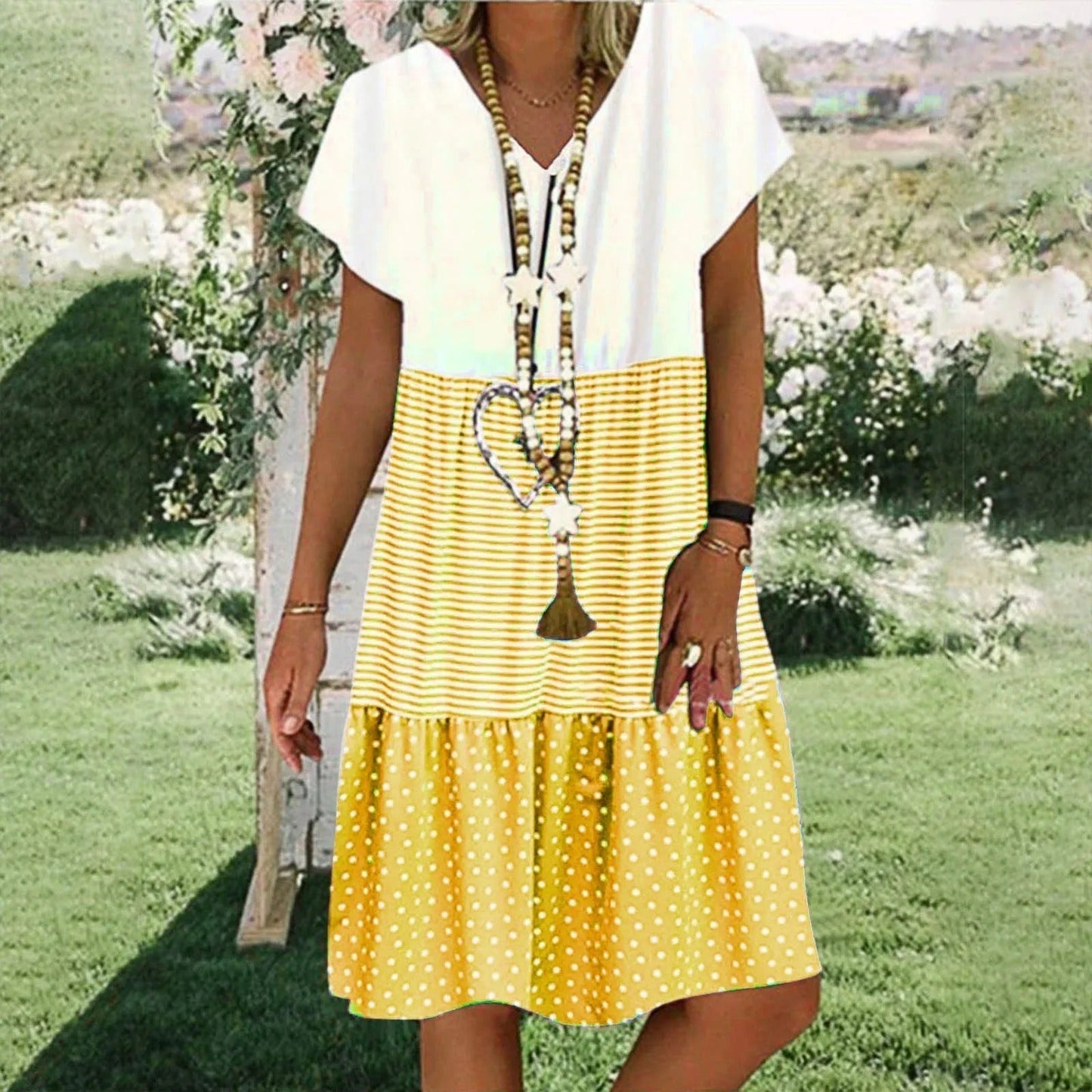 LP | V-neck short-sleeved midi dress