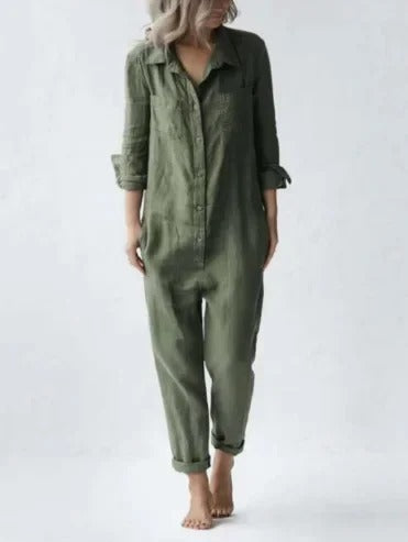 LP | long-sleeved jumpsuit with buttons and pockets