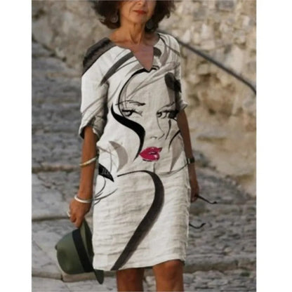 LP | Midi dress with v-neck and floral pattern