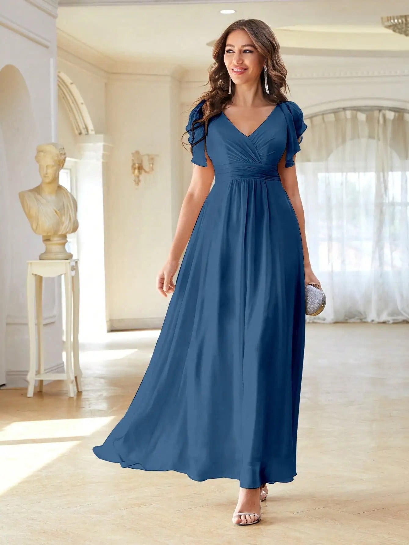 LP | short-sleeved maxi dress with v-neckline