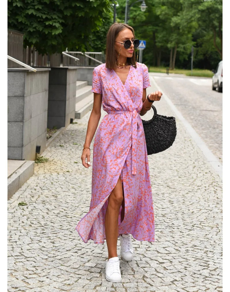 LP | Printed summer midi dress with slit