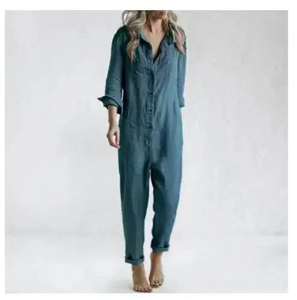 LD jumpsuit with long sleeves, buttons and pockets