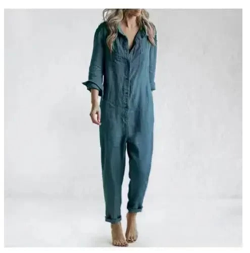 LP | long-sleeved jumpsuit with buttons and pockets