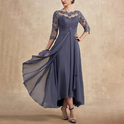 LP | Chiffon maxi dress with sheer sleeves of midi length