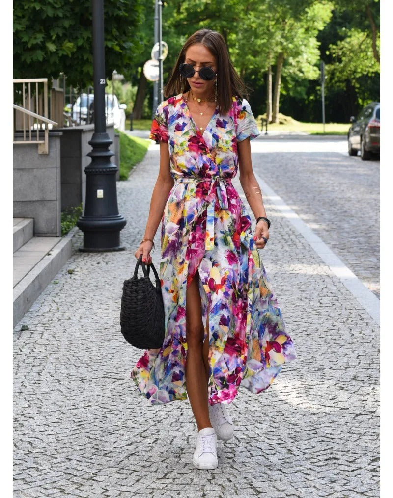 LP | Printed summer midi dress with slit
