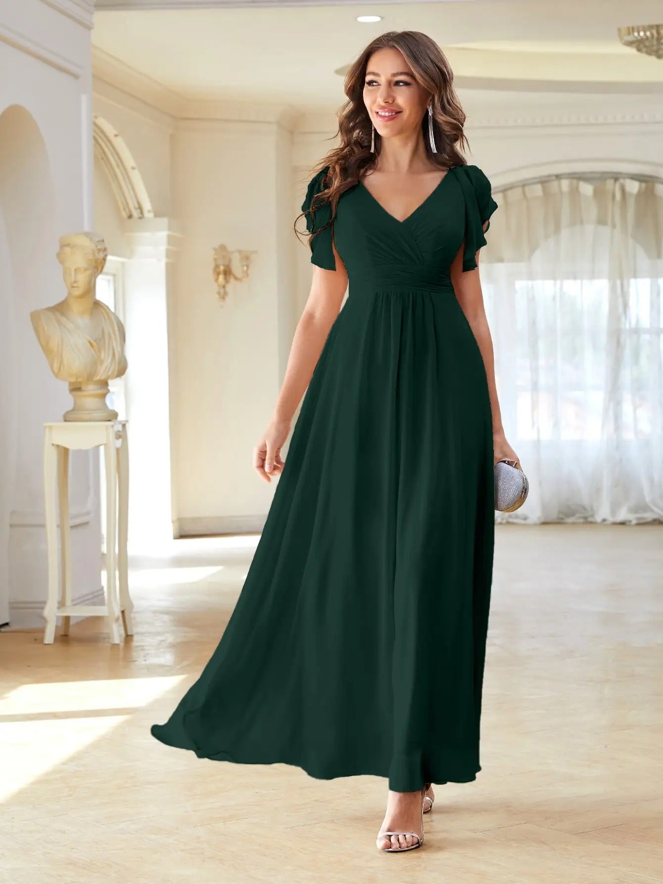 LP | short-sleeved maxi dress with v-neckline