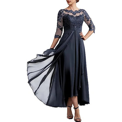 LP | Chiffon maxi dress with sheer sleeves of midi length