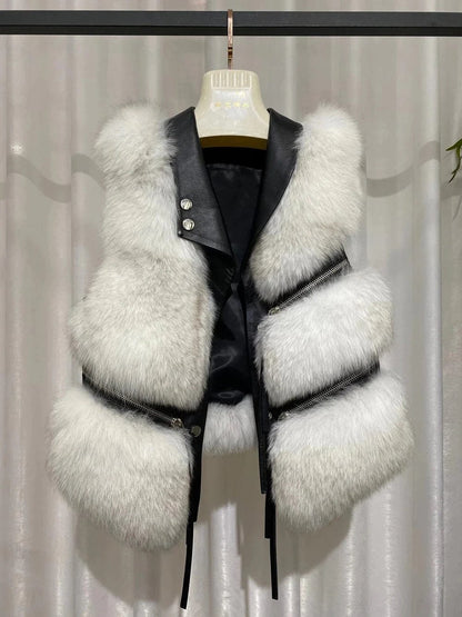 LP | Large genuine fox fur zippered vest