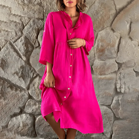 LP | Linen dress-shirt, fitted, with button closure