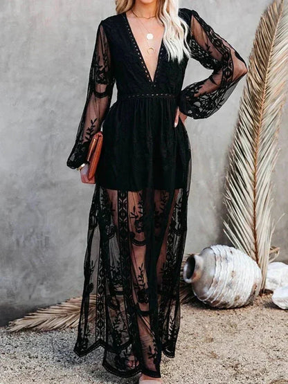 LP | Bohemian maxi dress with embroidery and lining