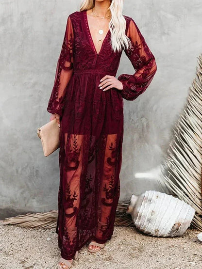 LP | Bohemian maxi dress with embroidery and lining